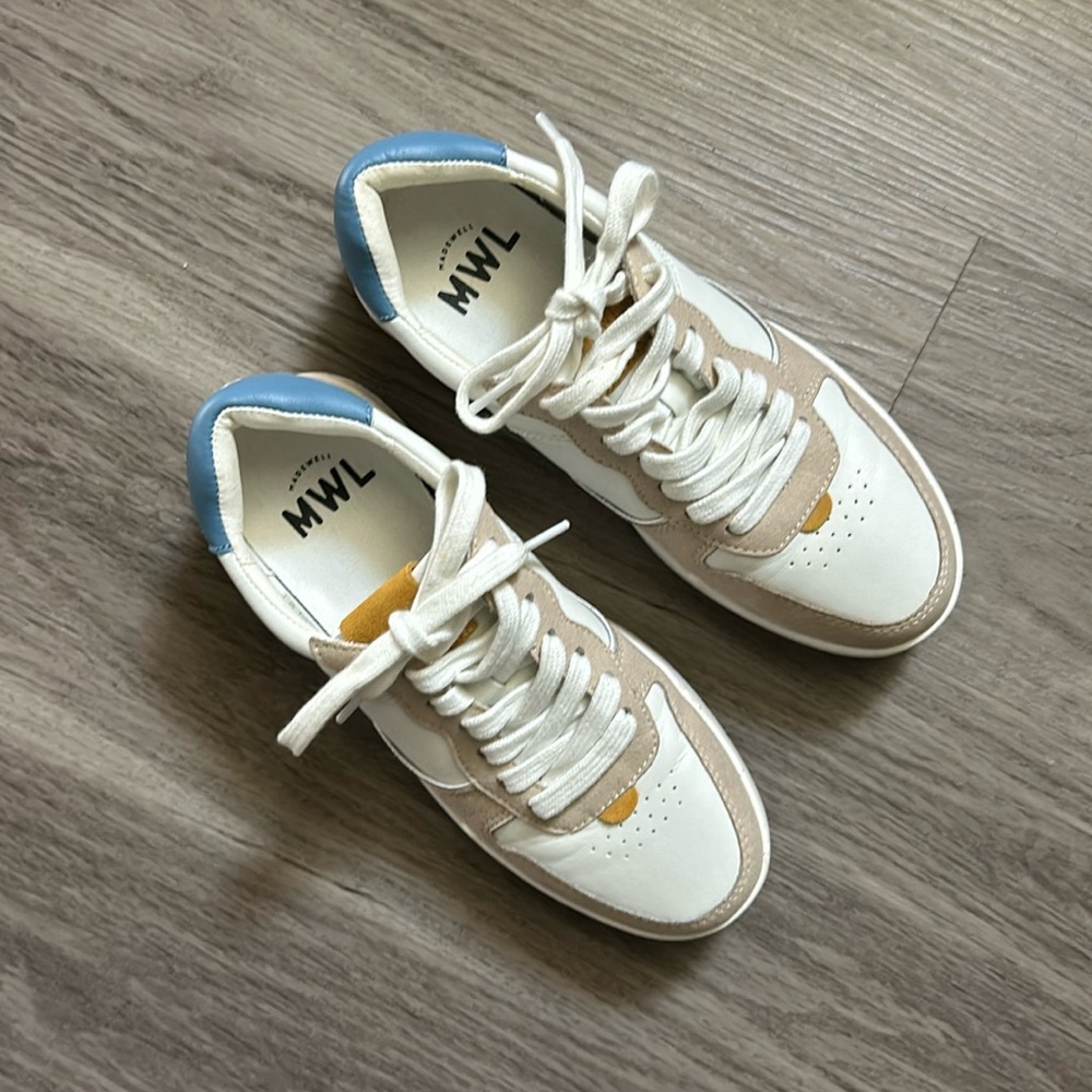 Madewell Court Sneakers in Neutral Leather and Suede size 7M